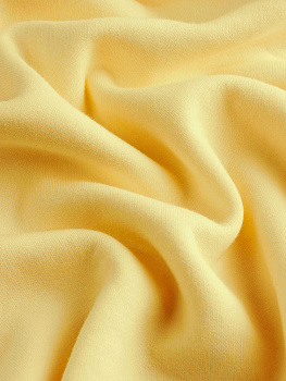 Футер 3х нитка начес (с эффектом велюра, Молочный лимон , 65/35 хлопок/полиэстер, компакт пенье, пл. 330 г/м2, шир.180 см)