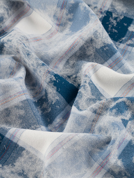 Рубашечная клетка (с эффектом варки, Небесный/синий/белый, 100% хлопок,пл. 180 г/м2, шир.145 см)